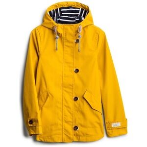 Joules Womens Coast Antique Gold Waterproof Nautical Rain Jacket Size 6 Yellow